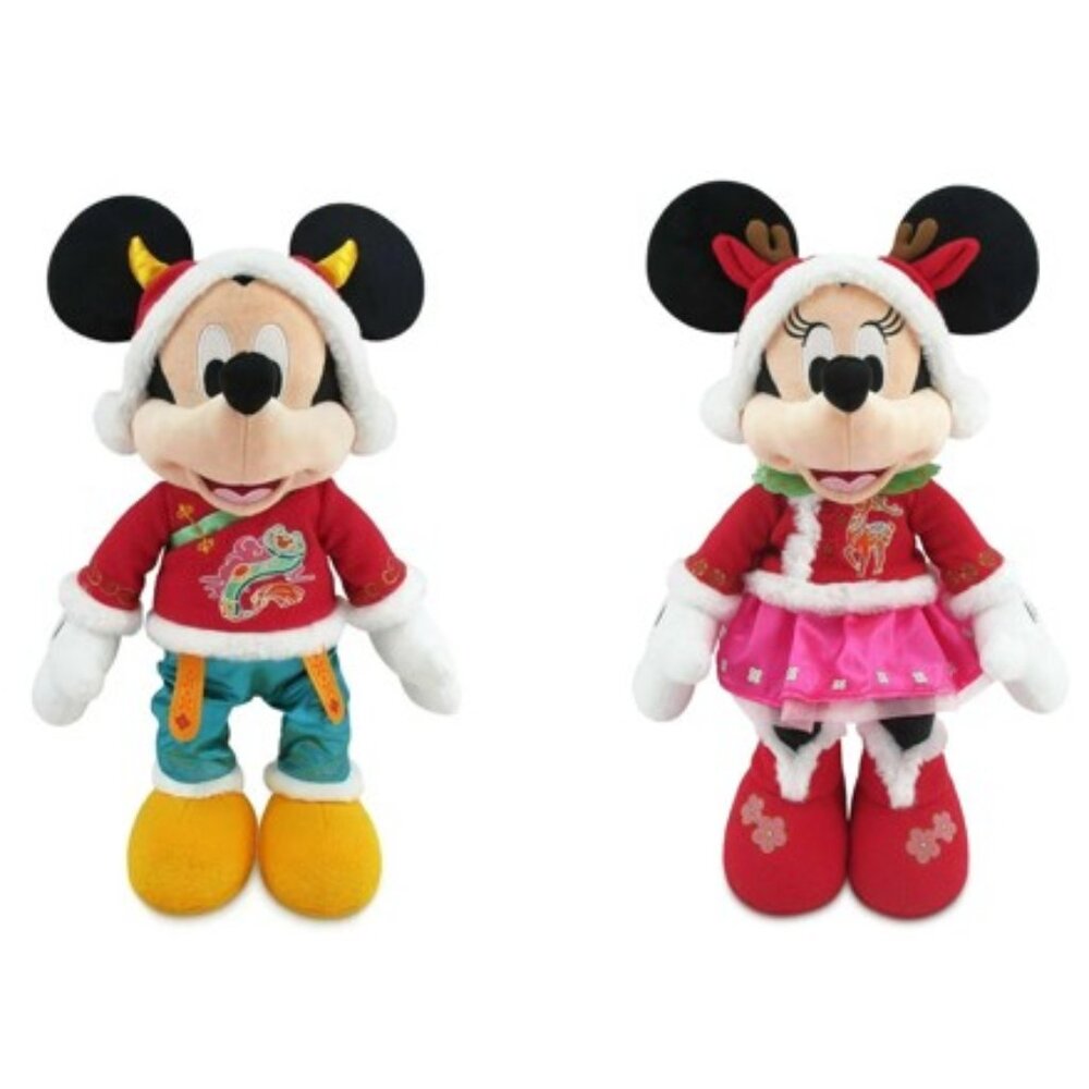Disney Parks Lunar New Year Shanghai Disney Stuffed Mickey & Minnie NEW